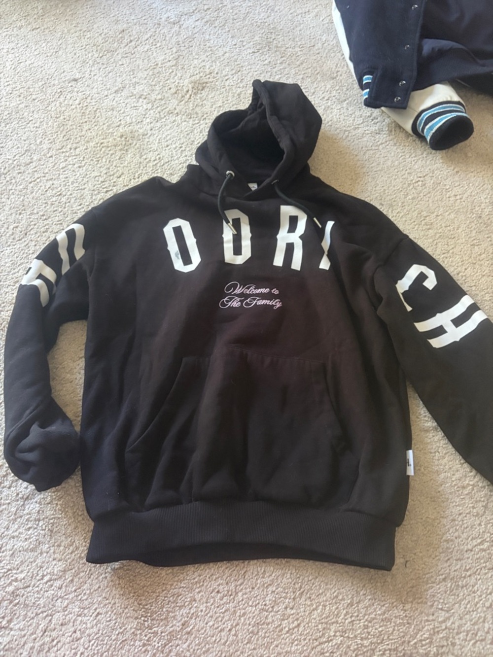 Black Graphic Hooded Sweatshirt with White Lettering - Women